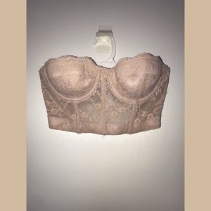 Beige lace bustier bra top
